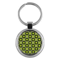 Green Pattern Square Squares Key Chain (round)