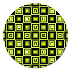 Green Pattern Square Squares Magnet 5  (round) by Dutashop