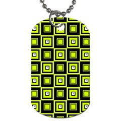 Green Pattern Square Squares Dog Tag (two Sides)
