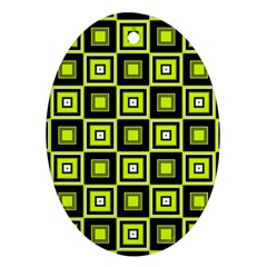 Green Pattern Square Squares Oval Ornament (two Sides)