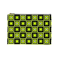 Green Pattern Square Squares Cosmetic Bag (large)