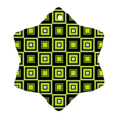 Green Pattern Square Squares Ornament (snowflake)