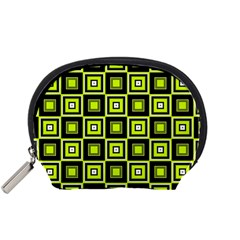 Green Pattern Square Squares Accessory Pouch (small)