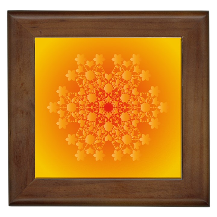 Fractal Yellow Orange Framed Tile