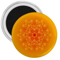 Fractal Yellow Orange 3  Magnets by Dutashop