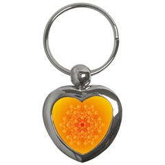 Fractal Yellow Orange Key Chain (heart)