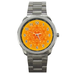 Fractal Yellow Orange Sport Metal Watch