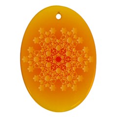 Fractal Yellow Orange Oval Ornament (two Sides)