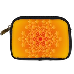 Fractal Yellow Orange Digital Camera Leather Case