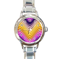 Wave Line Waveform Sound Orange Round Italian Charm Watch by Dutashop