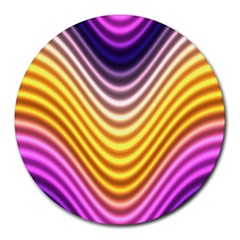 Wave Line Waveform Sound Orange Round Mousepads