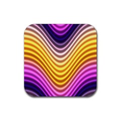 Wave Line Waveform Sound Orange Rubber Coaster (square) 