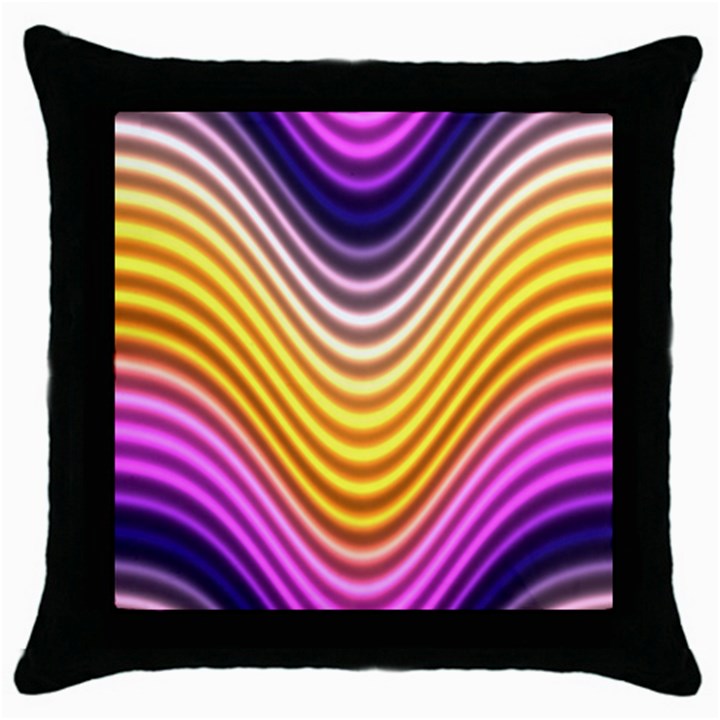 Wave Line Waveform Sound Orange Throw Pillow Case (Black)