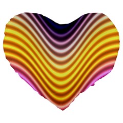 Wave Line Waveform Sound Orange Large 19  Premium Heart Shape Cushions