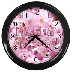 Cherry Blossom Photography Happy Hanami Sakura Matsuri Wall Clock (black) by yoursparklingshop