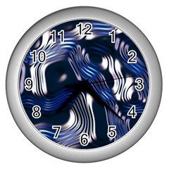 Structure Blue Background Wall Clock (silver)