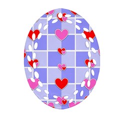 Love Hearts Valentine Decorative Oval Filigree Ornament (two Sides)