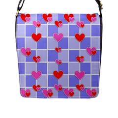 Love Hearts Valentine Decorative Flap Closure Messenger Bag (l)