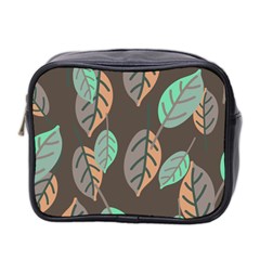 Leaf Brown Mini Toiletries Bag (two Sides)