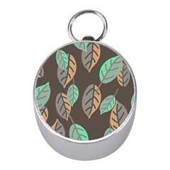 Leaf Brown Mini Silver Compasses