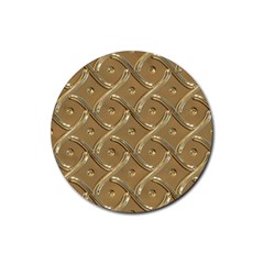 Gold Background Modern Rubber Round Coaster (4 Pack) 