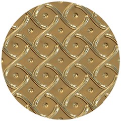 Gold Background Modern Wooden Puzzle Round by Dutashop