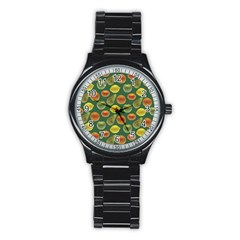 Background Fruits Several Stainless Steel Round Watch