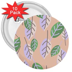 Leaf Pink 3  Buttons (10 Pack) 