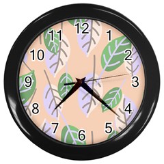 Leaf Pink Wall Clock (black)