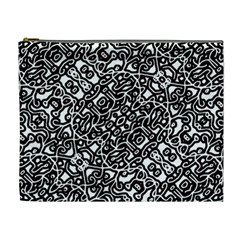 Interlace Black And White Pattern Cosmetic Bag (xl) by dflcprintsclothing