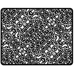 Interlace Black And White Pattern Double Sided Fleece Blanket (medium)  by dflcprintsclothing