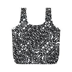 Interlace Black And White Pattern Full Print Recycle Bag (m) by dflcprintsclothing