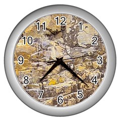 Rocky Texture Grunge Print Design Wall Clock (silver) by dflcprintsclothing