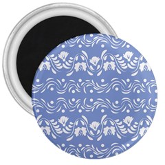 Blue White Ornament 3  Magnets by Eskimos