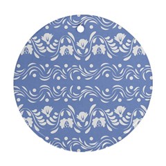 Blue White Ornament Ornament (round) by Eskimos