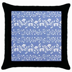 Blue White Ornament Throw Pillow Case (black) by Eskimos