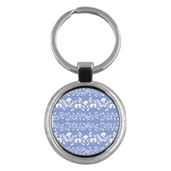 Blue White Ornament Key Chain (round) by Eskimos