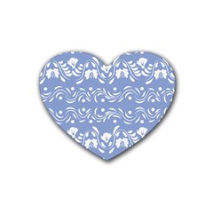 Blue white ornament Heart Coaster (4 pack) 