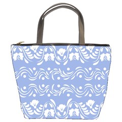 Blue White Ornament Bucket Bag