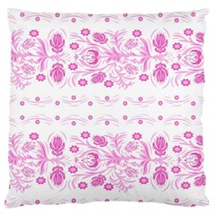 Pink Flowers Large Flano Cushion Case (one Side) by Eskimos