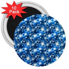 Star Hexagon Deep Blue Light 3  Magnets (10 Pack) 