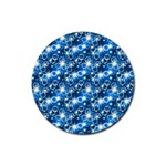 Star Hexagon Deep Blue Light Rubber Round Coaster (4 pack)  Front