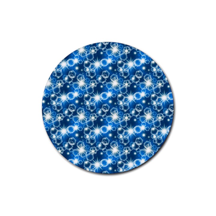 Star Hexagon Deep Blue Light Rubber Round Coaster (4 pack) 