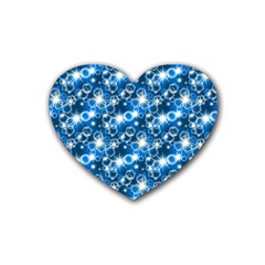 Star Hexagon Deep Blue Light Rubber Coaster (heart) 