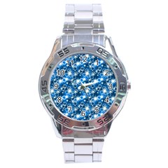 Star Hexagon Deep Blue Light Stainless Steel Analogue Watch