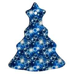 Star Hexagon Deep Blue Light Christmas Tree Ornament (two Sides)