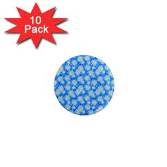 Hydrangea Blue Glitter Round 1  Mini Magnet (10 Pack) 