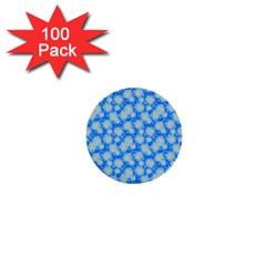 Hydrangea Blue Glitter Round 1  Mini Buttons (100 Pack) 