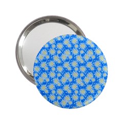 Hydrangea Blue Glitter Round 2 25  Handbag Mirrors