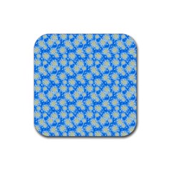 Hydrangea Blue Glitter Round Rubber Coaster (square) 